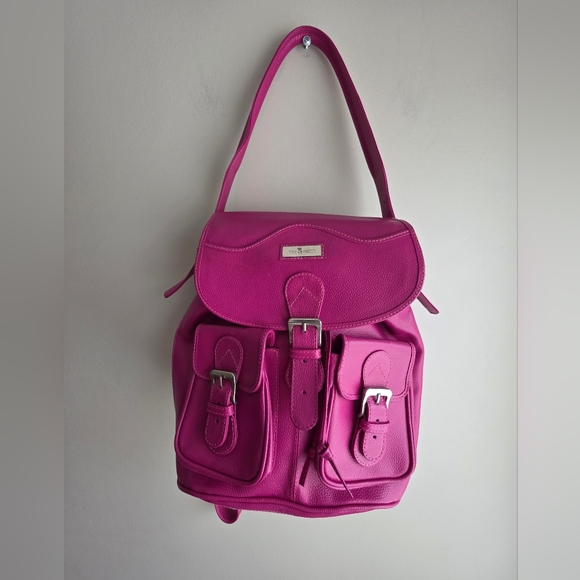 Convertible Backpack Fucsia with Tri Fold Leather Wallet Combo main image 12
